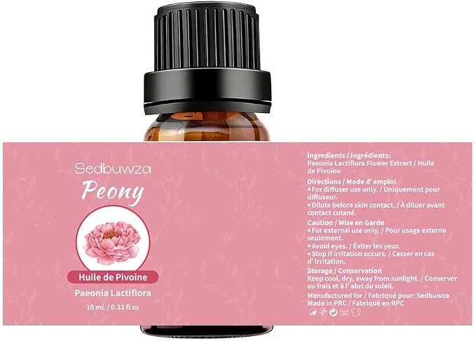Sedbuwza Rose Peony Essential Oil Set, Rose Fragrance Oil Peony Scent Oil Set for Diffuser, Aromatherapy, Massage, Soap, Candle Making 2 x 10 ml