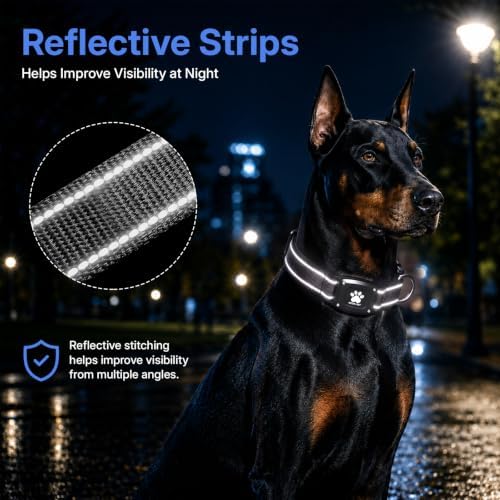 GPS Dog Collar with Tracker, Waterproof, No Monthly Fee, Black, S | Works with Apple Find My, iOS Only, MFi Certified, No SIM Card, for Small Dogs, Reflective Padded Nylon, Neck 12.5-16 in