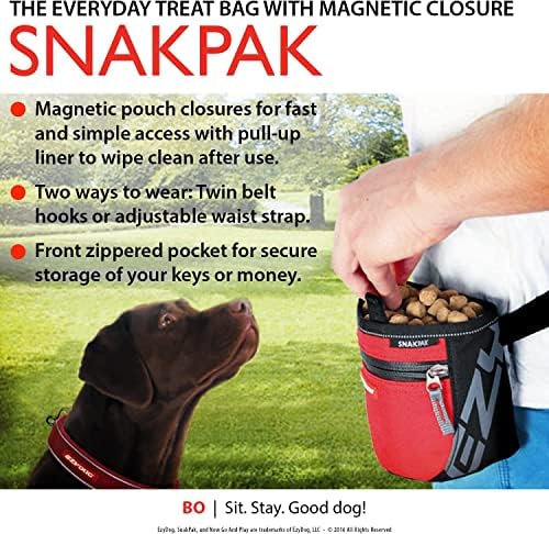 EzyDog SnakPak Wearable Dog Treat Bag with Magnetic Closure - Red