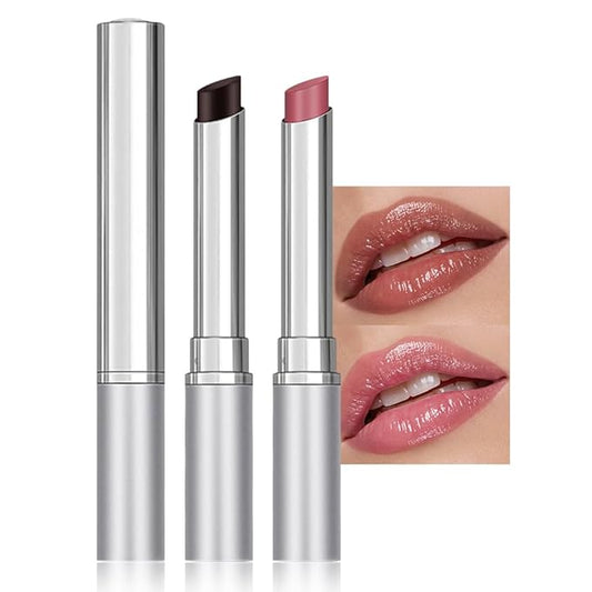 2Pcs Black & Pink Cherry Nude Tinted Honey Lip Balm, Sheer Hydrating Moisturizing Lipstick for All Skin Type Natural Cherry Lip Tint Balm Moisturizing Nourishing Lipstick Long Lasting Waterproof