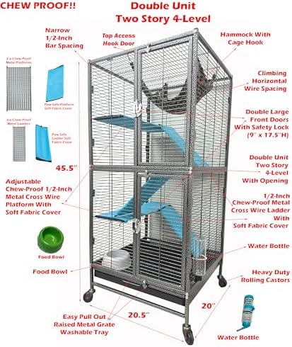 Deluxe Double Unit Two Full Story Small Animal Critter Home Cage