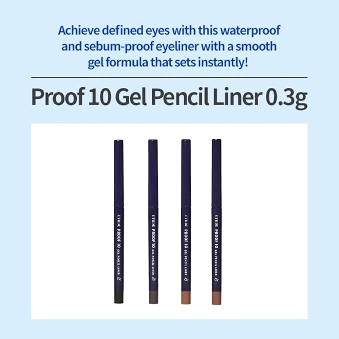 ETUDE Proof 10 Gel Pencil Liner, Eyeliner with Wearable Shades, Sharpenable Tip, Creamy Gel Texture, Waterproof & Sebum-Proof Precision Liner, Korean Makeup, Beauty, Honey Bronze (0.011 Ounce)