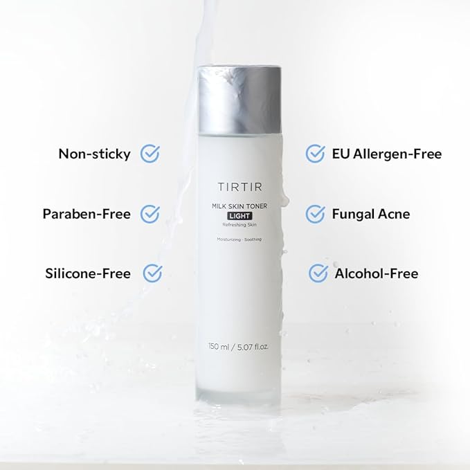 TIRTIR Milk Skin Toner Light | Instant Hydration with 4% Niacinamide, Pore-Tightening, Vegan Toner for Acne-Prone, Sensitive & Oily Skin, Fungal Acne Safe, Panthenol, Allantoin, Vitamin B