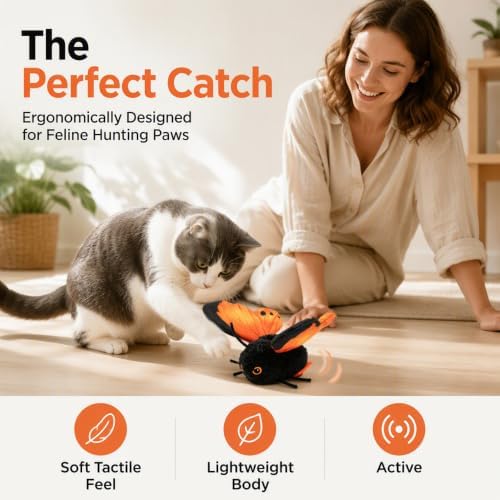 Fluttering Butterfly Cat Toy, 2027 New Cat Toys for Indoor Cats (Blue)