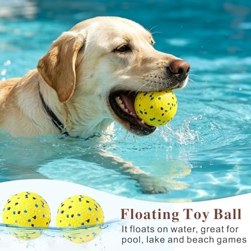 Idepet Dog Toy Ball Tennis Balls for Aggressive Chewers,Nontoxic Bite Resistant Toys ETPU High-Bounce Floating Fetch Toys for Teething for Small Medium Dogs (Green&Yellow, 4 Balls-2.75in)