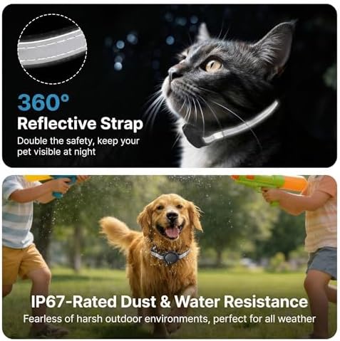 GPS Pet Tracker for Dogs & Cats, Smart Collar with Real-Time Location | No Monthly Fee, Activity Monitoring, Adjustable Reflection Strap, Find My Compatible, Lightweight Wear, Plug And Play