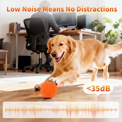 Smart Interactive Dog Toys, Interactive Dog Ball with IPX7 Waterproof, E-TPU Material, Low Noise, Automatic Moving/Bouncing/Rotating for Medium and Large Dogs Indoor & Outdoor Stimulation