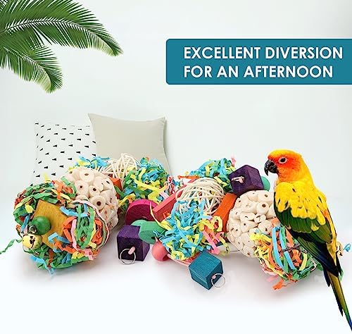 BBjinronjy Bird Toys,2PCS Hanging Natural Soft Sola Ball Beak Chew Shred Forage Toys for Parrots,Cockatiel,Conure,Love Birds,Parakeets,Budgie and Other Small Birds