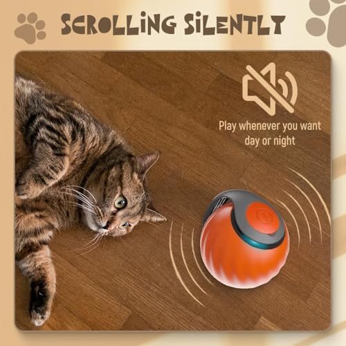 Upgrade Speedy 3.0 Tail Cat Toy, 2026 New Speedy Tail Interactive Cat Toy for Indoor Cats, USB Rechargeable Automatic Moving Smart Cat Toys Ball with Tail Two Speed Adjustment (Orange, 1PC)