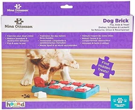 Outward Hound by Nina Ottosson Dog Brick – Interactive Treat Puzzle Enrichment Toy, Level 2 Intermediate, 1 Count (Pack of 12)