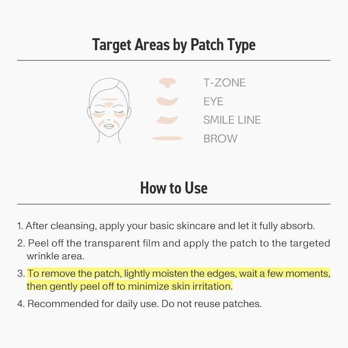 Wrinkle Master Patch – T-Zone Wrinkle Patches for Frown Lines & Forehead | Korean Skincare (30 patches)