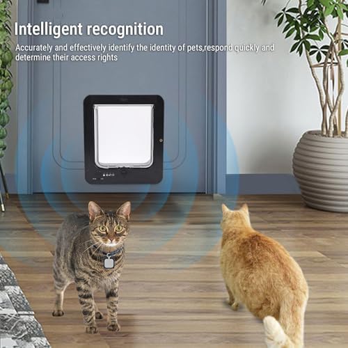 Cosiki Smart Cat Door Smart Sensing Technology Collar Automatically Identify Plastic Pet Door with Collar Activated Dual Entry and Exit Options Easy Installation for Cat Dog Pet