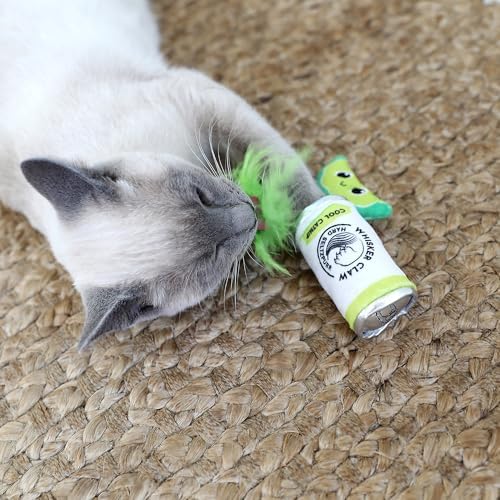 Quirky Kitty Whisker Claw and Lime Catnip Crinkle Plush Cat Toy, Pack of 2