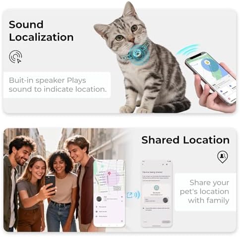 Cat GPS Tracking Collar (iOS & Android), Bluetooth GPS Dog Tracker Green 1P | Pet Activity Monitor No Monthly Fee, Adjustable‑Lightweight Design, Works with Apple Find My and Google Find Hub