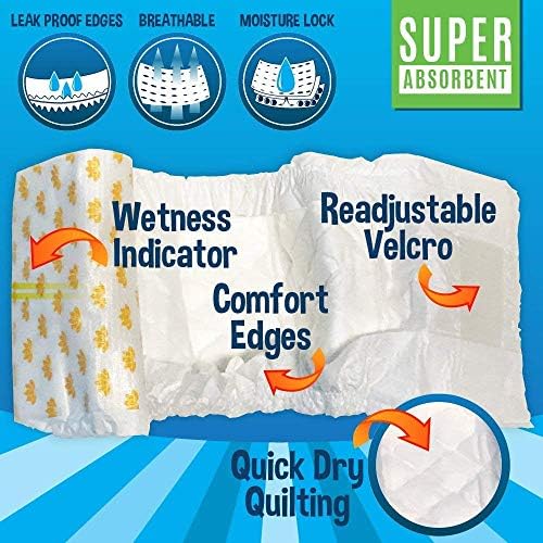 Bodhi Dog Disposable Male Dog Diapers - Super Absorbent, Leak-Proof Pee Wraps - Adjustable Fit, Comfortable Design, Advanced Moisture Control, and Wetness Indicator - Medium (20 Count) (Pack of 3)