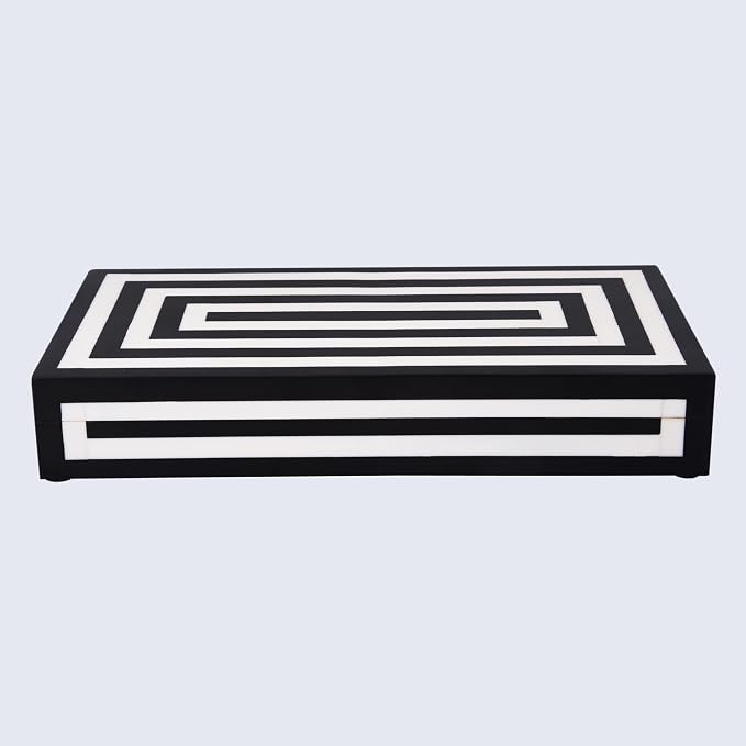 Handicrafts Home Large Decorative Storage Box 12x6– Coffee Table Organizer Box, Modern Home Décor Accent, Keepsake Memory Box, Jewelry Storage Box, Boho Decorative Box with Lid for Shelf, Mantle Decor