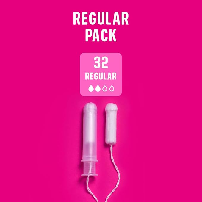 Flo - Organic Cotton Tampons for Women - 32 Pack (32 Regular Tampons) - Leak Proof - No Synthetic Fibers, Chlorine Bleach, or Added Dyes - Bio-Plastic Applicator - Feminine Care - Vegan & Cruelty Free