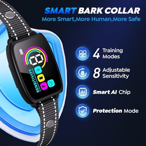 Dog Bark Collar for Large Medium Small Dogs,AI Smart Anti Barking Device