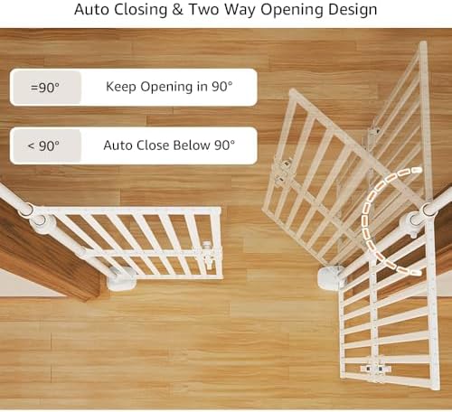 unipaws 75" High Extra Tall Cat Safety Gate for Doorway Hallway Stairs | Fit for 35"-38" Wide and 75"-98" Height Opening, Auto Closing and No Drilling, Cat Dog Proof, Indoor Use, White