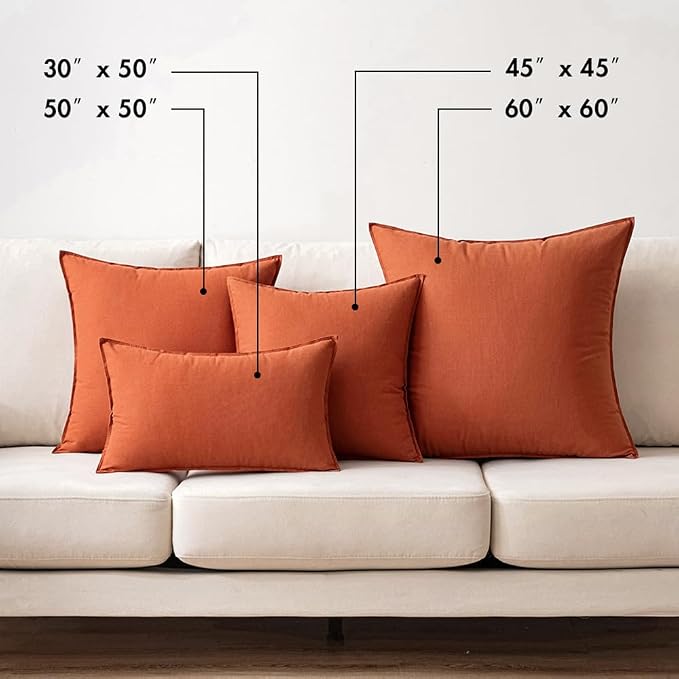 MIULEE Fall Decorative Linen Pillow Covers 20x20 Inch Burnt Orange | Pack of 2, Boho Farmhouse Modern Accent Throw Pillows, Soft Neutral Cushion Covers, Home Decor for Sofa Couch Bed Living Room