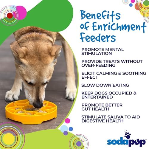 SodaPup Sunflower eTray – Durable Enrichment Feeder Made in USA from Non-Toxic, Pet-Safe, Food Safe Material for Mental Stimulation, Calming, Slowing Down Eating, Healthy Digestion, & More