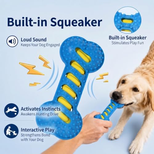 Interactive Dog Chew Toy, TPR Sound Toy for Training（Blue）