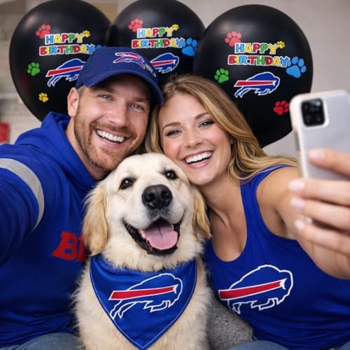NFL Buffalo Bills Pet Birthday Party Balloons Set of 6 Licensed NFL Football Team Dog & Cat Birthday Party Decoration Sports Theme Dogs B-Day Pawty Balloon Celebration