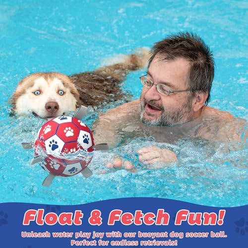 Diman Dog Balls with Straps, 7 Inch Dog Soccer Ball, Herding Ball for Dogs