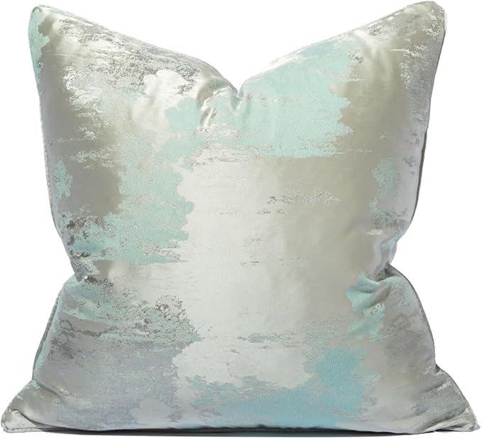 vctops Abstract Decorative Luxurious Throw Pillow Covers Jacquard Square Cushion Cases Pillowcase for Bed Sofa Couch Chair Car Home Decor (Light Blue,20"x20")