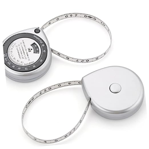 NOLITOY 1.5m Retractable Bmi Tape Measure PVC Abs Body Measuring Tool Waist Circumference Calculator Compact Design