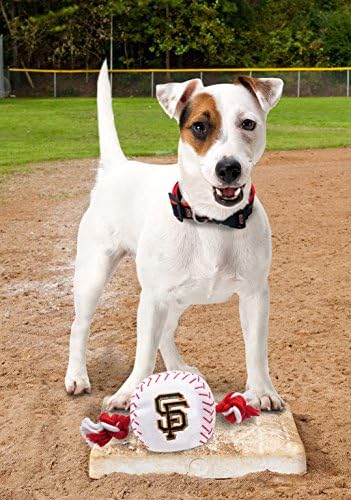 Pets First MLB San Francisco GiantsBaseball Rope Toy for Dogs & Cats. Tough Nylon, Sporty Baseball Design, Heavy-Duty Ropes with Inner Squeaker