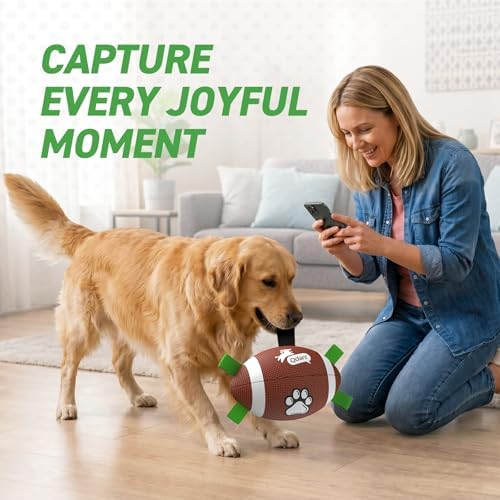 QDAN Dog Toys Football, Interactive Dog Toys for Tug of War,Superbowl Football Party Decorations Favor, Dog Water Toy, Durable Dog Balls for Small & Medium Dogs(8 inch) | Superbowl Football Party Decorations Favor, Durable Dog Balls with Straps for Sma...