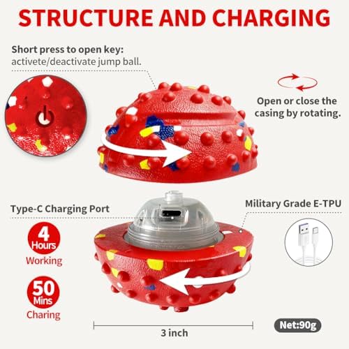 Interactive Dog Toys, Rechargeable Dog Ball, Automatic Moving Toy for Small Medium Dogs, Indoor Outdoor Exercise, Chew Resistant Design to Keep Busy