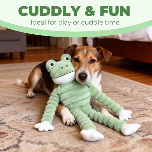 PrimePets 27” Plush Squeaky Dog Toys for Medium Large Dogs, Frog Dog Toy