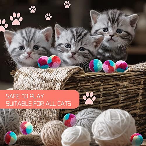 TIESOME Rainbow Cat Toy Balls, 20PCS Soft Cat Ball Toys 1.2 inch