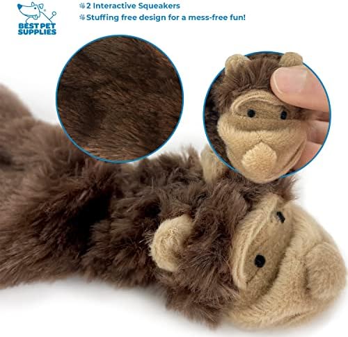 Best Pet Supplies 2-in-1 Stuffless Squeaky Dog Toy - Monkey, Small | No-Stuffing, 2 Built-in Squeaker, No Mess, Soft, Interactive Indoor & Outdoor Play, Lightweight, Perfect for Moderate Chewer
