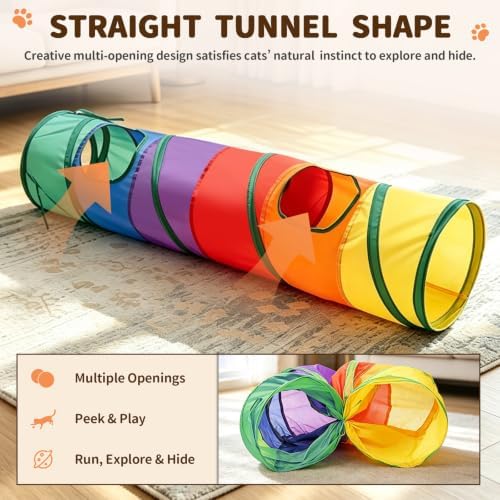 iCAGY Cat Tunnel for Indoor Cats Kittens Rabbits, Foldable Tunnel Toys