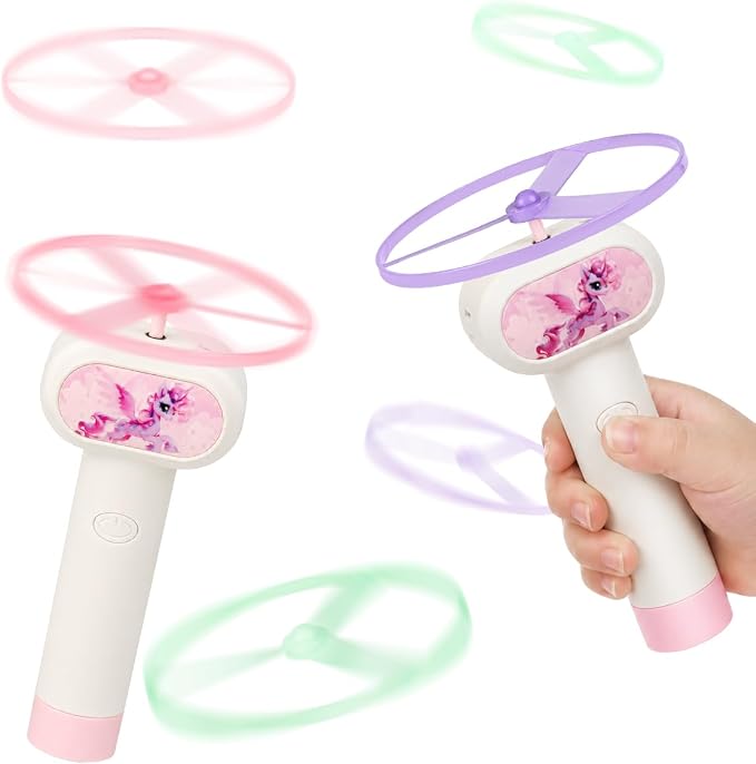 2PCS Outside Toys for Kids & Pets Electric Disc Launcher 6 Flying Spinners