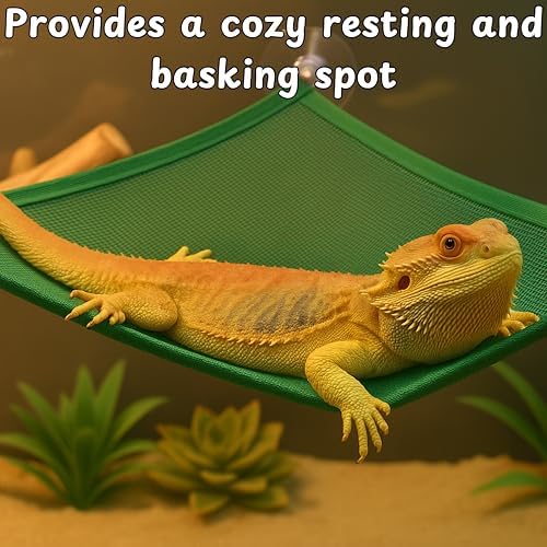 Bearded Dragon Reptile Hammock Enrichment Cage Accessories, Bearded Dragon Feeder Ball and Breathable Mesh Hammock, Lizard Hammocks Lounger Bed Rest and Feed Toy, Reptile Tank Accessories (Red)