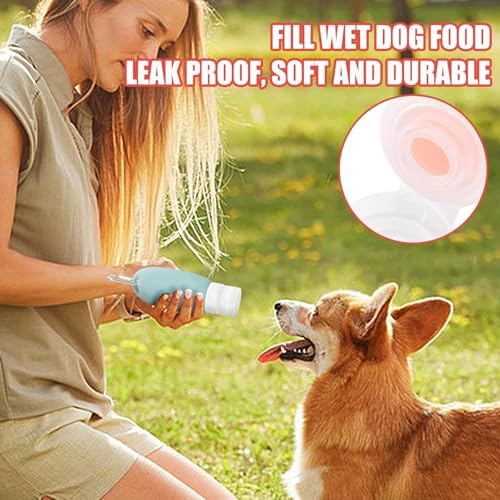 Refillable Silicone Travel Bottle for Dog 3oz (90ml) | Small Refillable Squeeze Bottles with Carabiner | Food-Safe Material