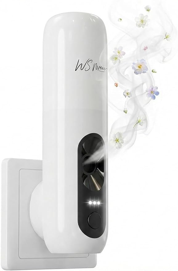 Waterless Essential Oil Diffuser, Plug-in Wall Aroma Machine with Simple Button Control for Bedroom, Bathroom & Kitchen, 25dB Ultra-Quiet, Works with Pure Aroma Oils