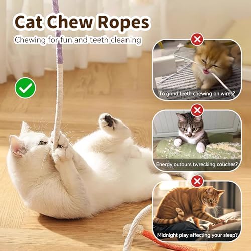 Interactive Cat Toys for Indoor Cats, 3 Chew Ropes 1 Silvervine Stick