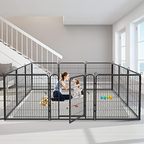 Outdoor Dog Fence Playpen, 32 inch Pet Playpen 12 Panels Puppy Playpen Portable Fences Outdoor Exercise Pen with Doors for RV,Camping,Yard