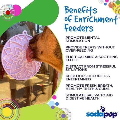 SodaPup Lotus eMat – Durable Enrichment Feeder Made in USA from Non-Toxic, Pet-Safe, Food Safe Rubber for Mental Stimulation, Avoiding Overfeeding, Fresh Breath, Digestive Health, Calming, & More