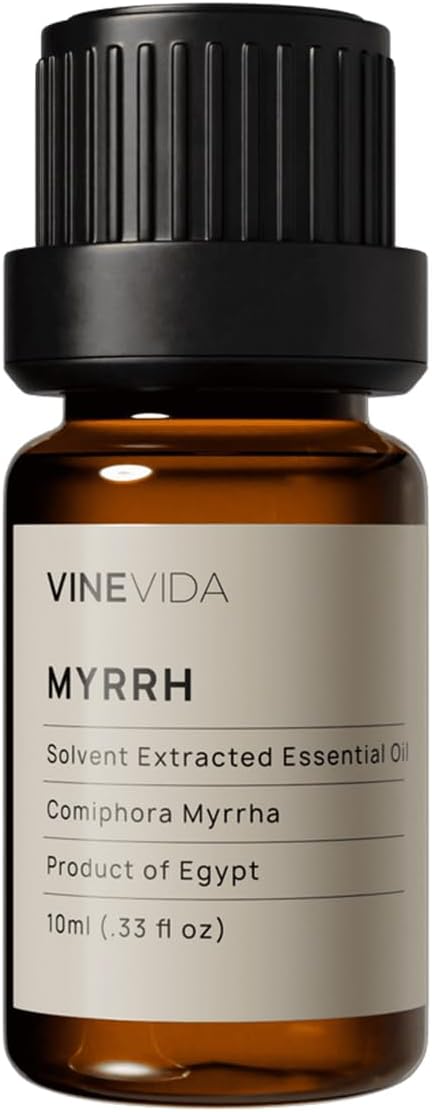 VINEVIDA Myrrh Essential Oil 10 mL - Undiluted, Pure, Vegan, Reusable Glass Bottle