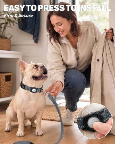 Padded Dog Collar with Waterproof Holder Compatible with Airtag
