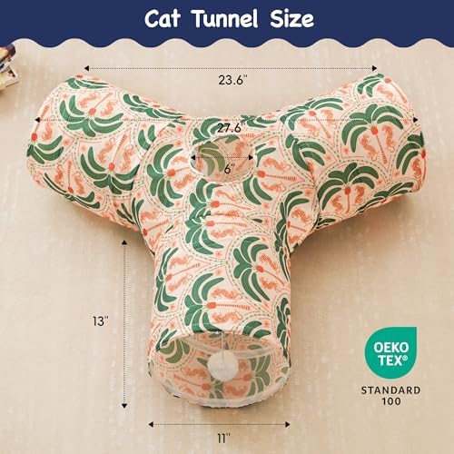 Tempcore Cat Tunnel, 3-Way Collapsible Toy for Indoor Cats, Coconut