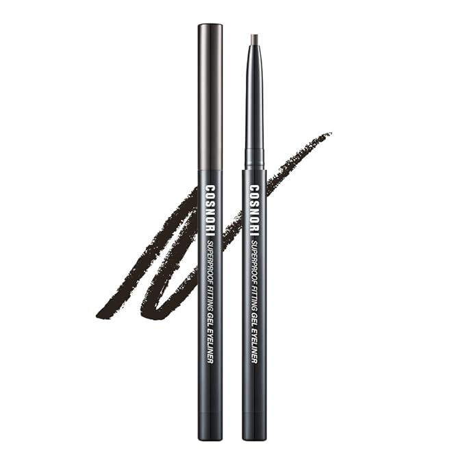 COSNORI Super Proof Fitting Gel Eyeliner 02 Black Brown - Smudge-Proof, Longwear Eyeliner Pencil, Soft Drawing 2mm Ultra-Slim Pencil, Waterproof, 0.004oz (0.13g)