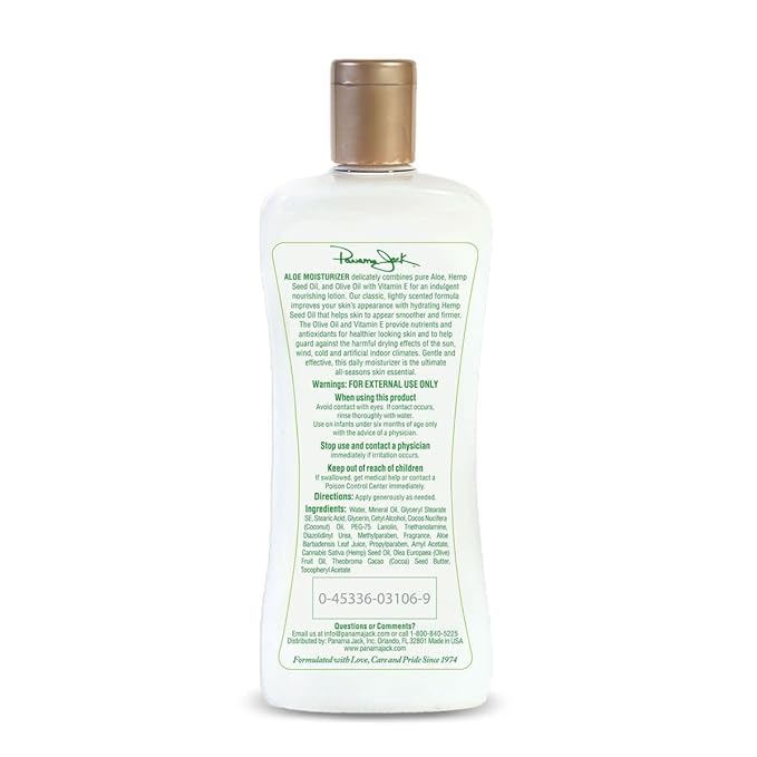Panama Jack Aloe Moisturizer Lotion - After Sun Daily Skincare, Contains Aloe, Cocoa Butter, Olive & Hemp Seed Oils with Vitamin E, 8 FL OZ (Pack of 12)