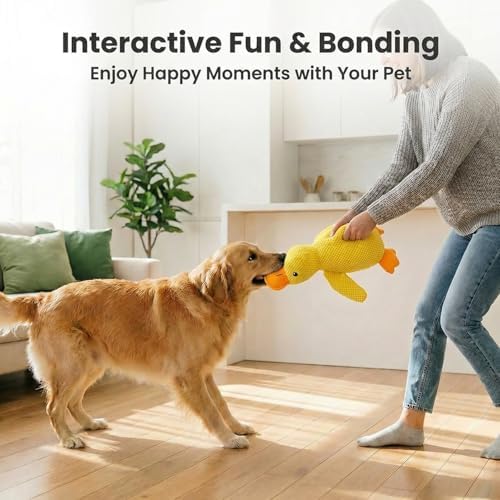 Cute Squeaky Duck Plush Toy for Small Medium Dogs, Soft Chew Toys with BB Squeaker for Gentle Chewers, Interactive Comfort and Fun Dog Toys for Boredom Relief